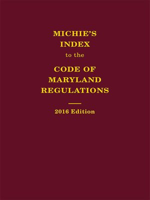 cover image of Michie's Index to the Code of Maryland Regulations